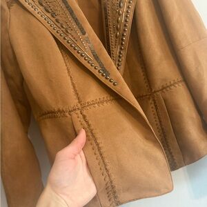 Studded Suede Blazer Jacket